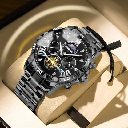 Men's Business Student Night Light Waterproof Flywheel Quartz Watch