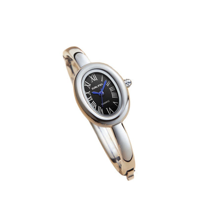 Lady's Rose Gold Diamond Bezel Luxury High-end Niche Design Oval Bracelet Watch