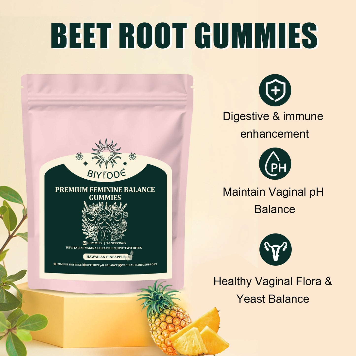 Factory Ready Stock Wholesale OEM ODM Custom Vaginal Vitamin Healthy Vaginal Flora Feminine Balance Gummies For Digestive And Immune Enhancement