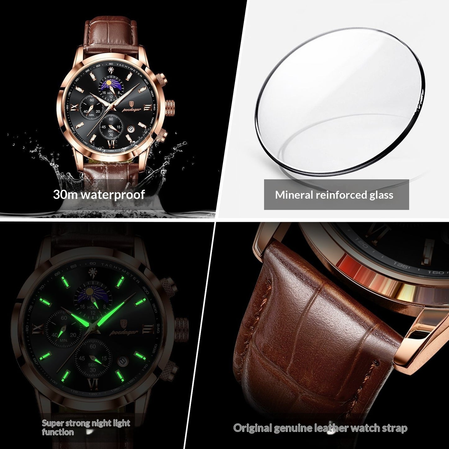 Men's Watch With Moon Phase And Multi-function Chronograph