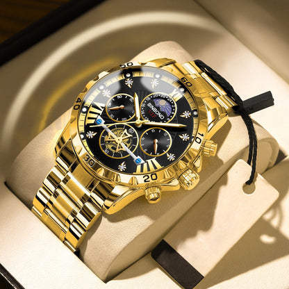Men's Business Student Night Light Waterproof Flywheel Quartz Watch