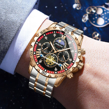 Men's Business Student Night Light Waterproof Flywheel Quartz Watch